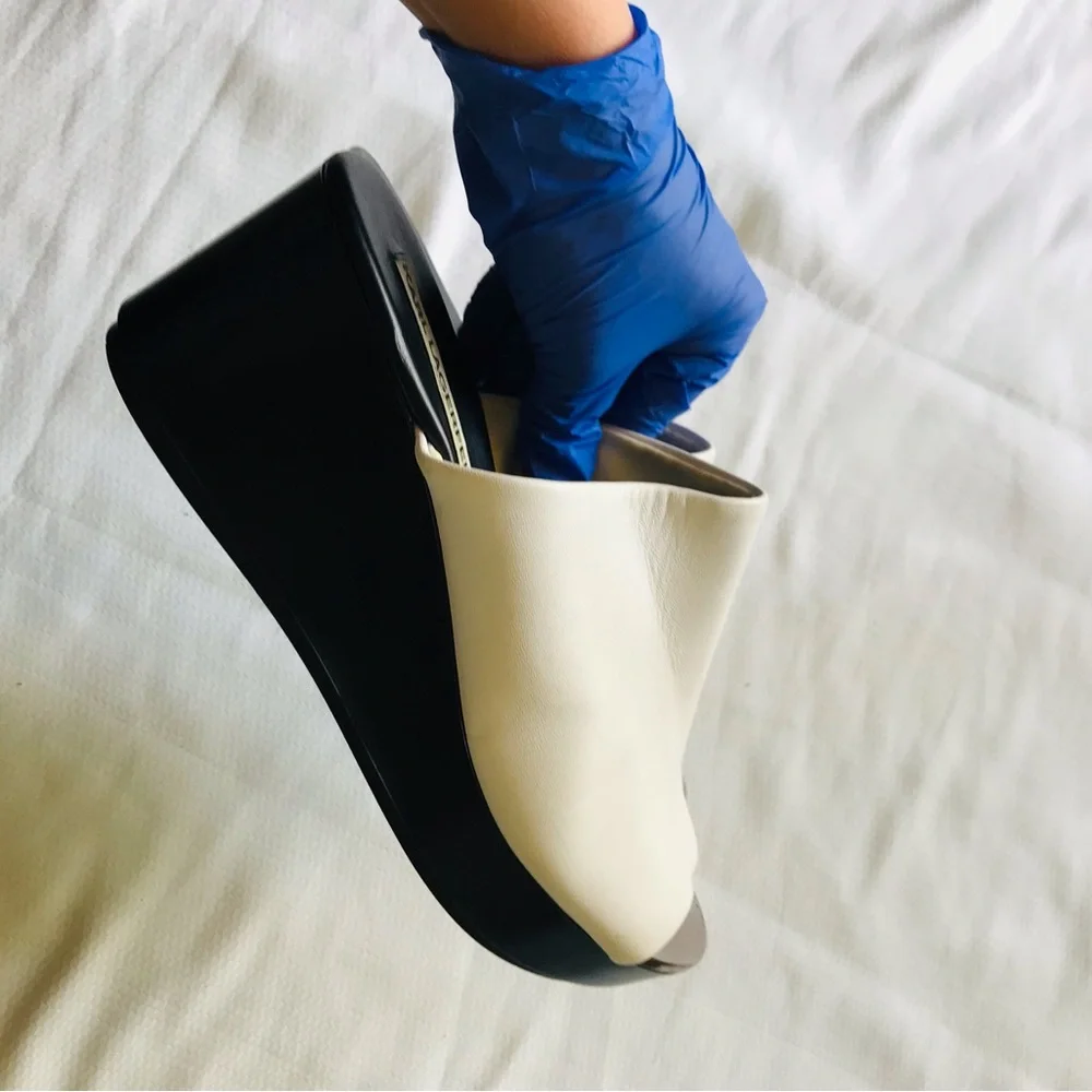 Karl Lagerfeld Black and White Women's Wedge Sandals